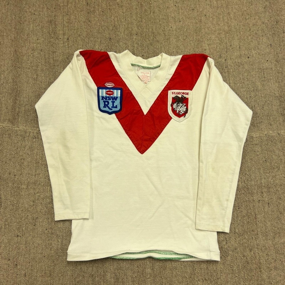 Vintage St George Dragons Rugby Jersey Mens Small White 1980s Australian Rugby